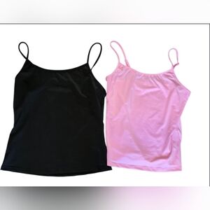 Women's Black and Pink Camisole Tops (2) Sz M (NWOT)